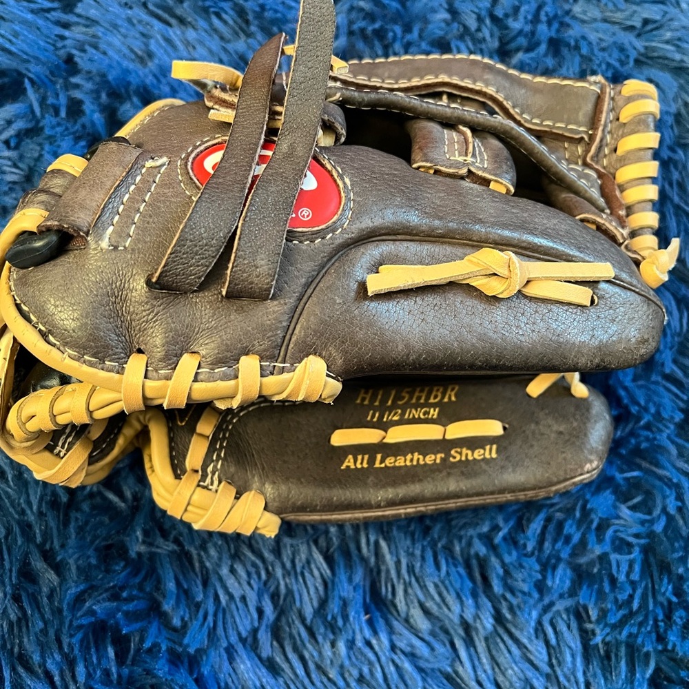Brown Leather Baseball Glove with Tan Laces
